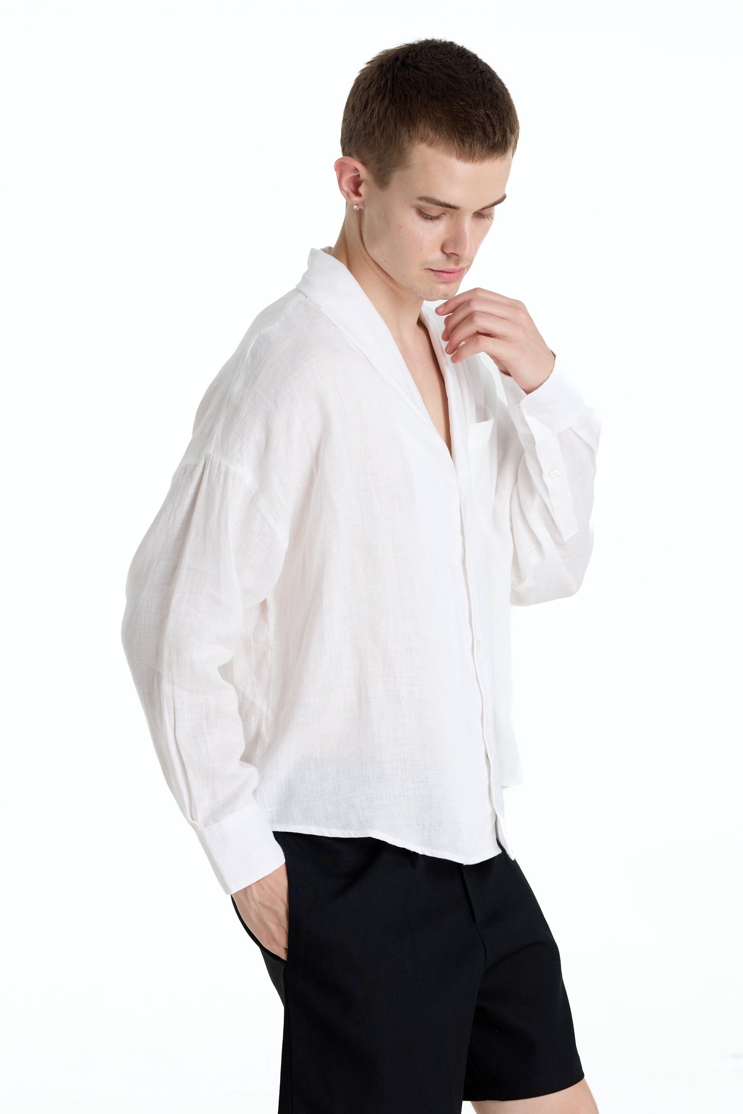 ENZO NERO WHITE LINEN SHIRT