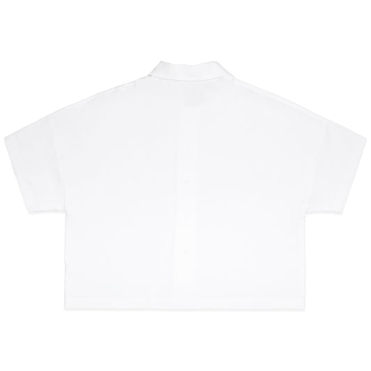 BONJOUR MADAME LINEN WHITE CROP SHIRT