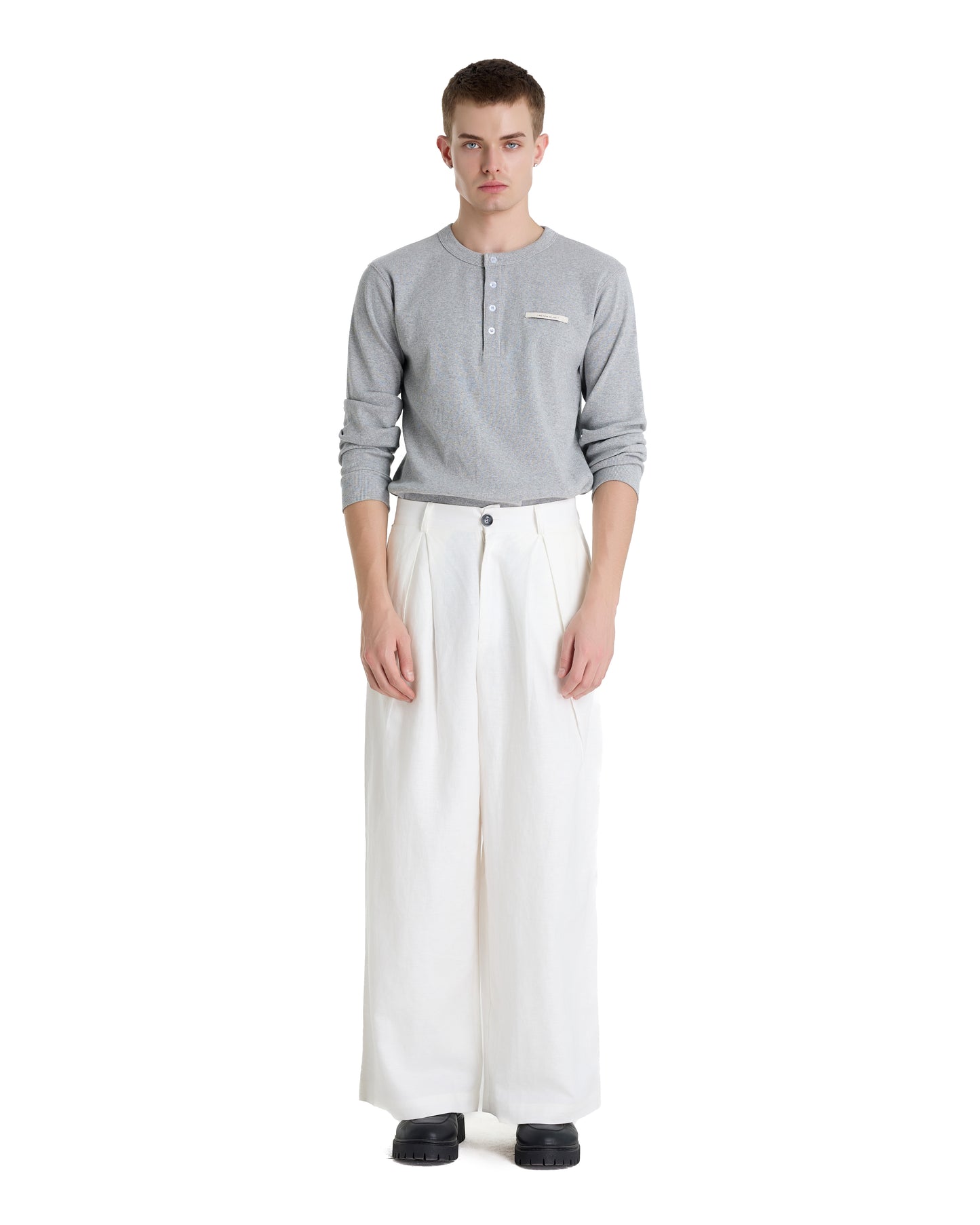 RIBBINORI NATURAL GREY LONG-SLEEVED