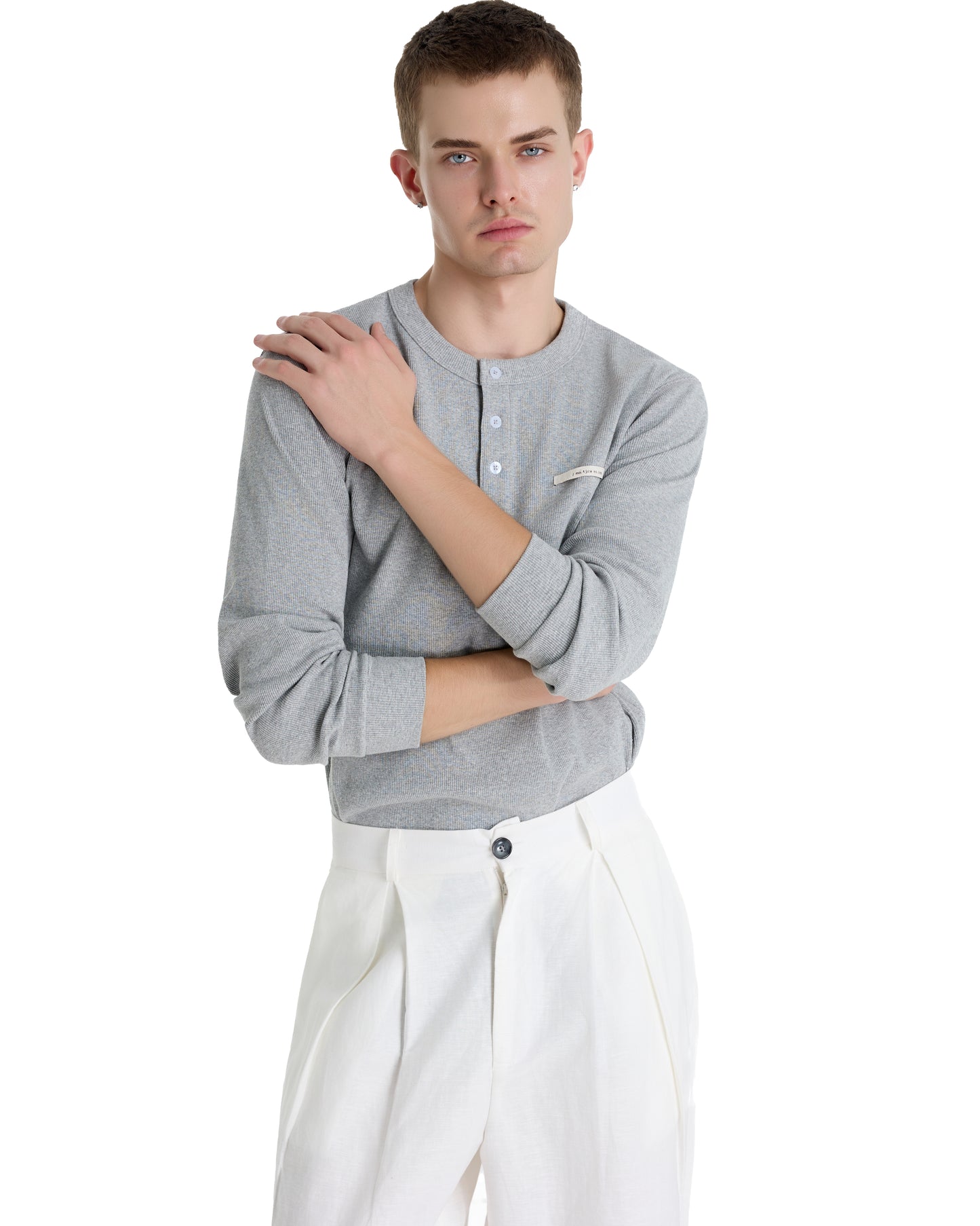 RIBBINORI NATURAL GREY LONG-SLEEVED