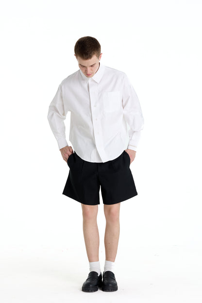 LOW WAIST BLACK LINEN LAINE SHORTS