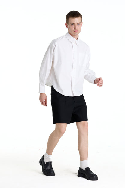 LOW WAIST BLACK LINEN LAINE SHORTS