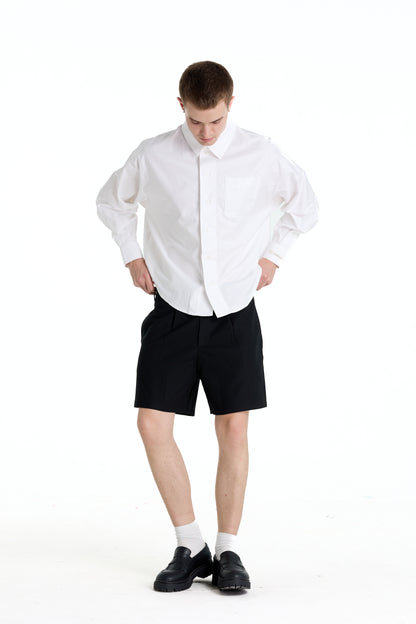 LOW WAIST BLACK LINEN LAINE SHORTS
