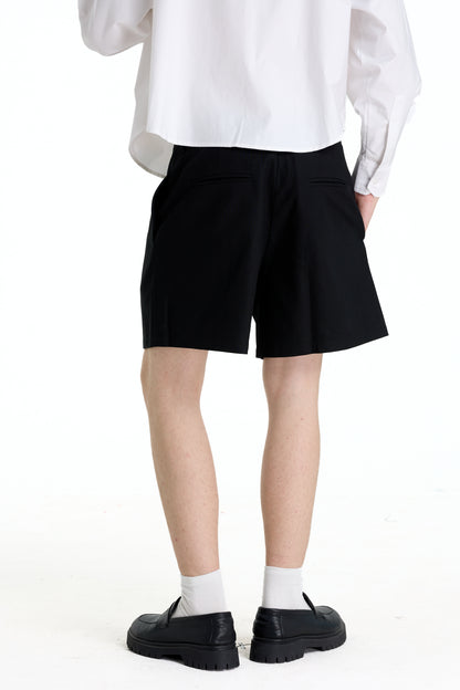 LOW WAIST BLACK LINEN LAINE SHORTS