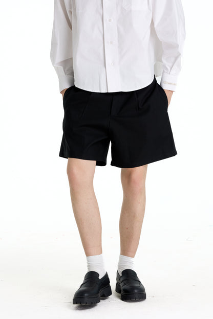 LOW WAIST BLACK LINEN LAINE SHORTS