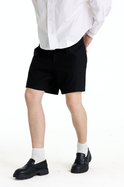 LOW WAIST BLACK LINEN LAINE SHORTS