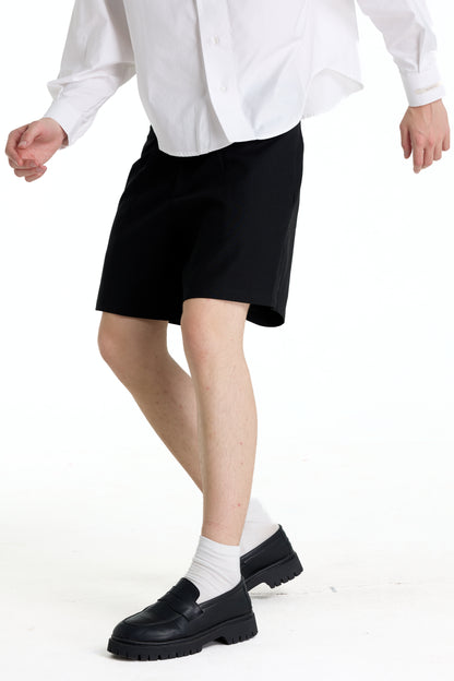 LOW WAIST BLACK LINEN LAINE SHORTS