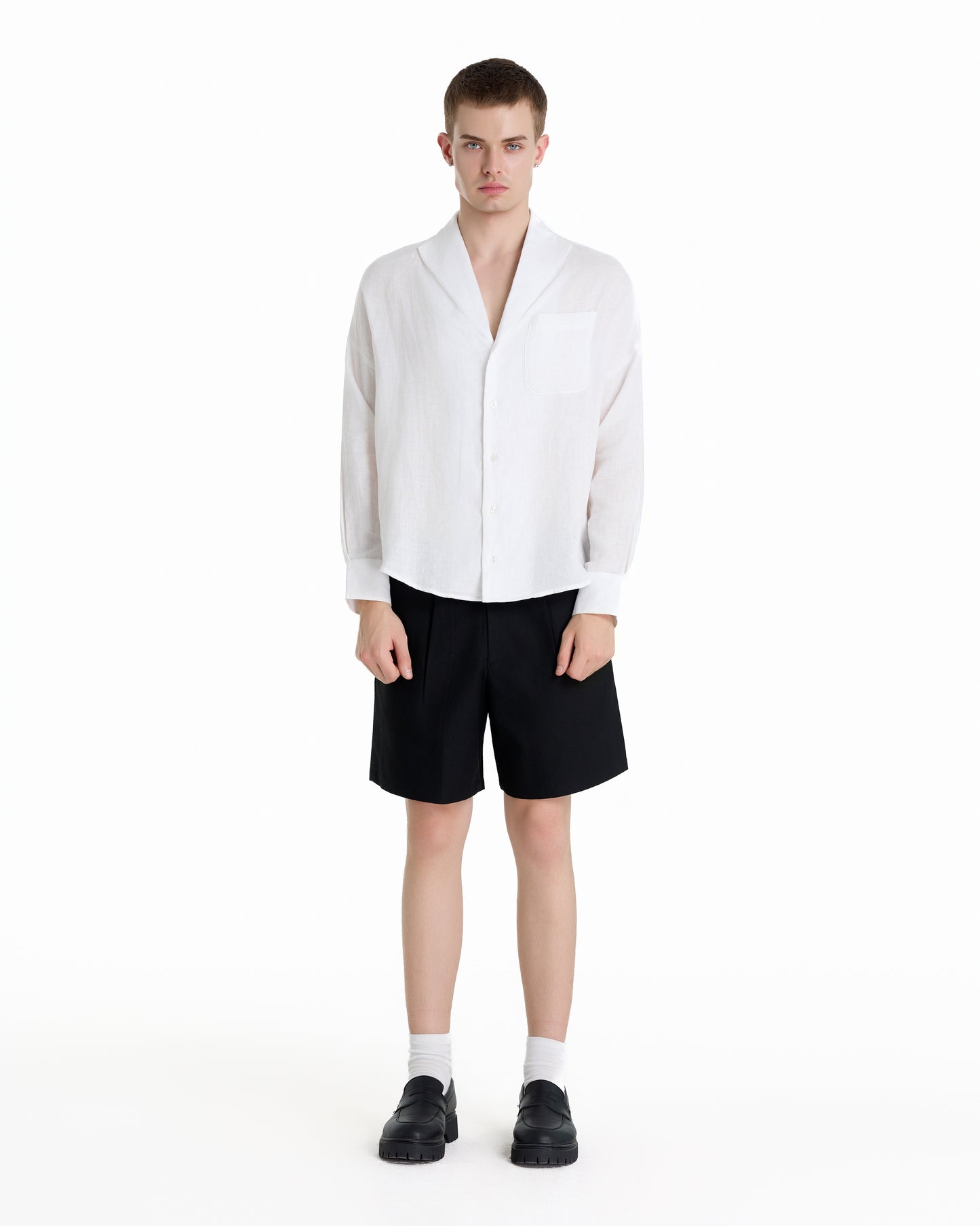 ENZO NERO WHITE LINEN SHIRT