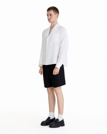 ENZO NERO WHITE LINEN SHIRT