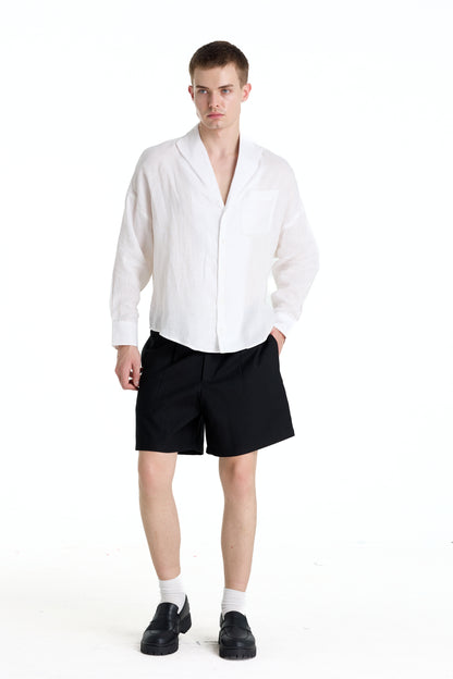 ENZO NERO WHITE LINEN SHIRT