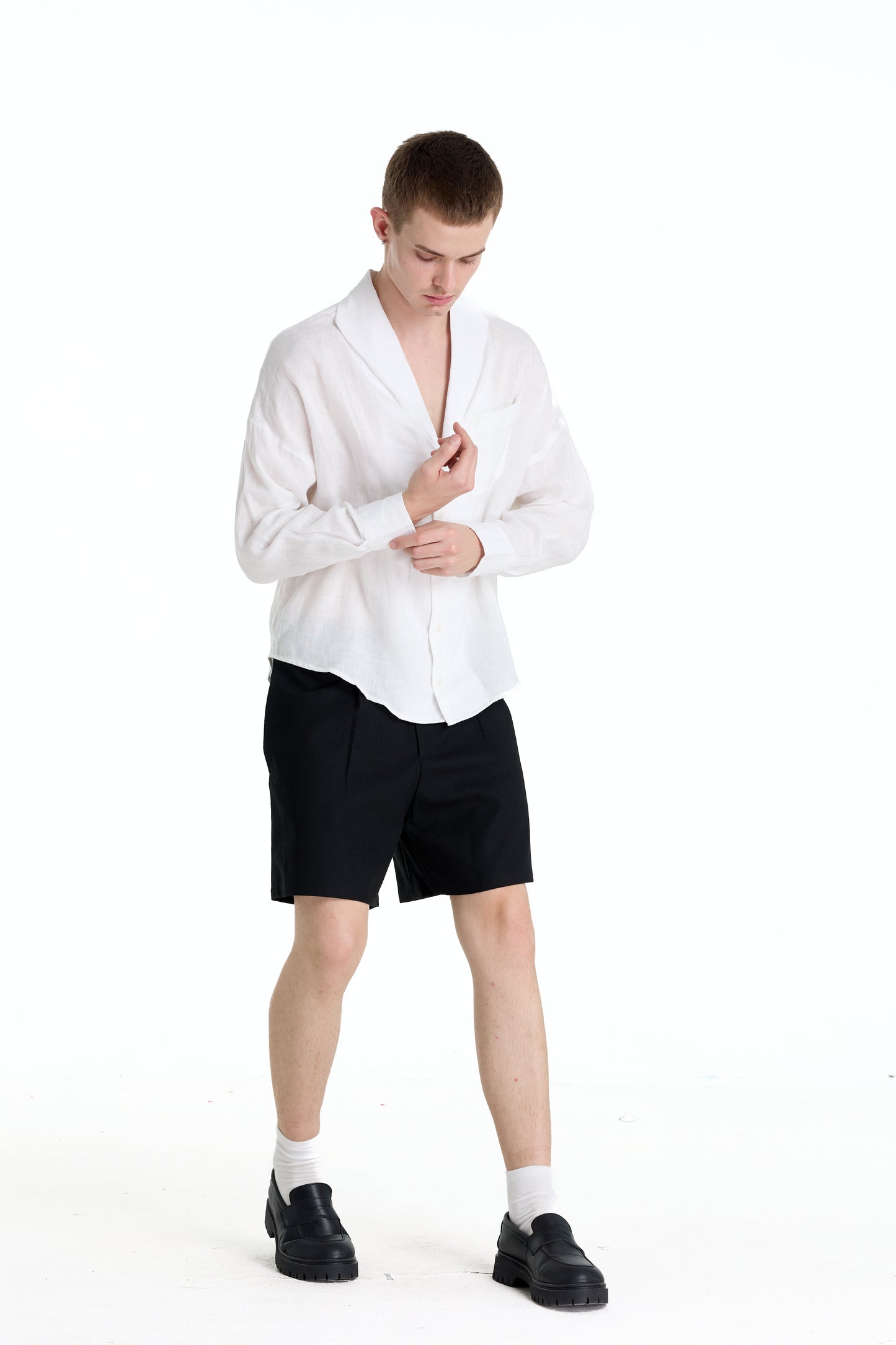 ENZO NERO WHITE LINEN SHIRT