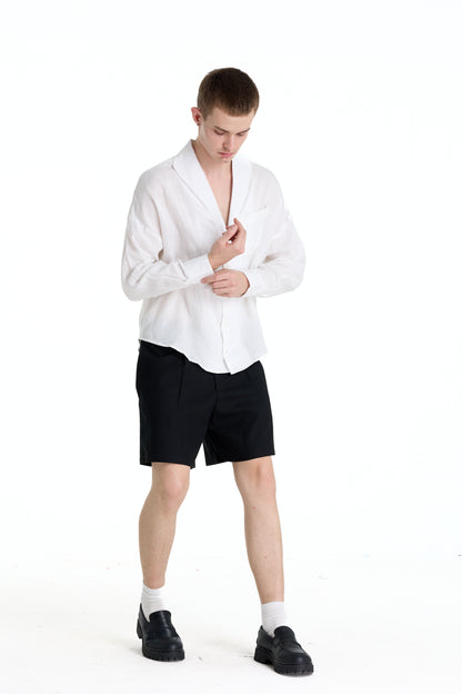ENZO NERO WHITE LINEN SHIRT