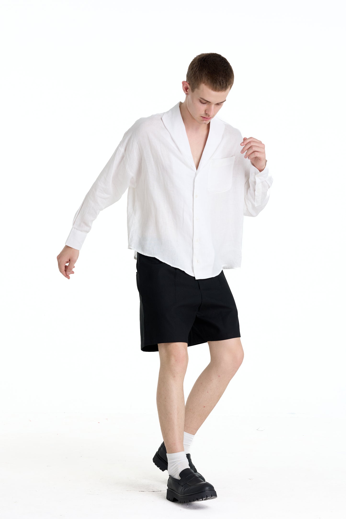 ENZO NERO WHITE LINEN SHIRT