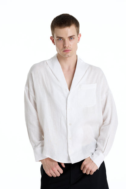 ENZO NERO WHITE LINEN SHIRT