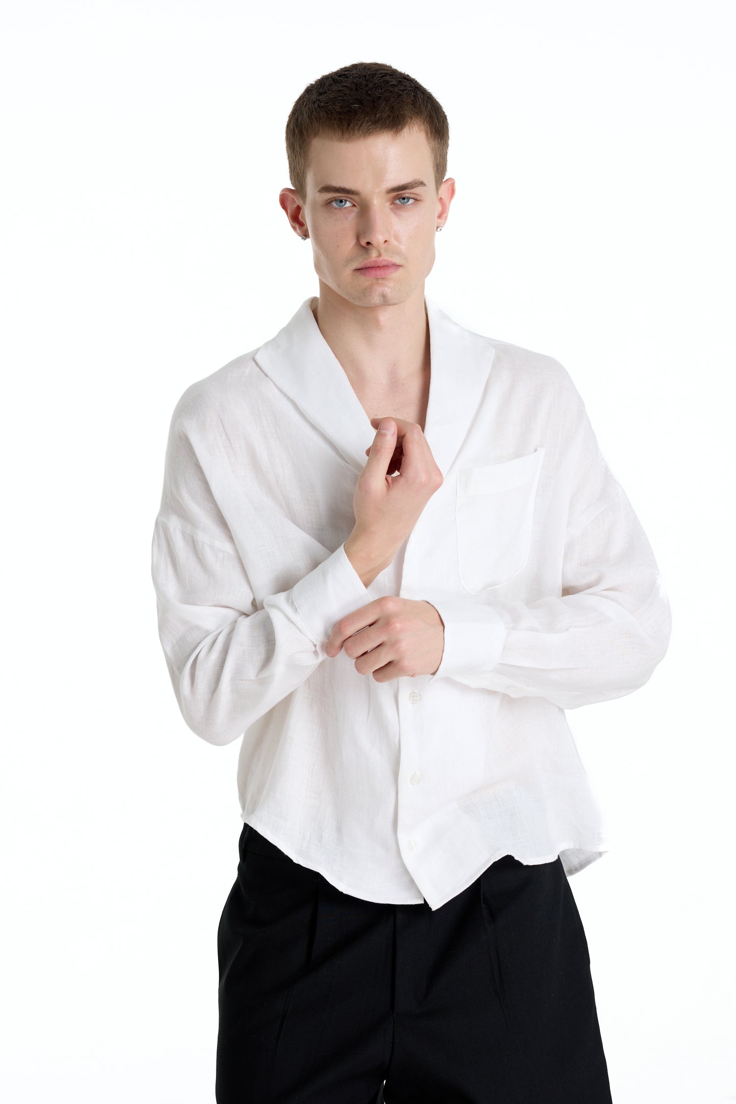 ENZO NERO WHITE LINEN SHIRT