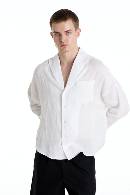 ENZO NERO WHITE LINEN SHIRT