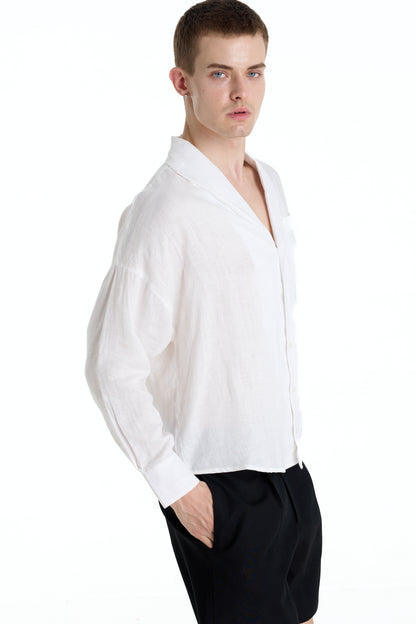 ENZO NERO WHITE LINEN SHIRT