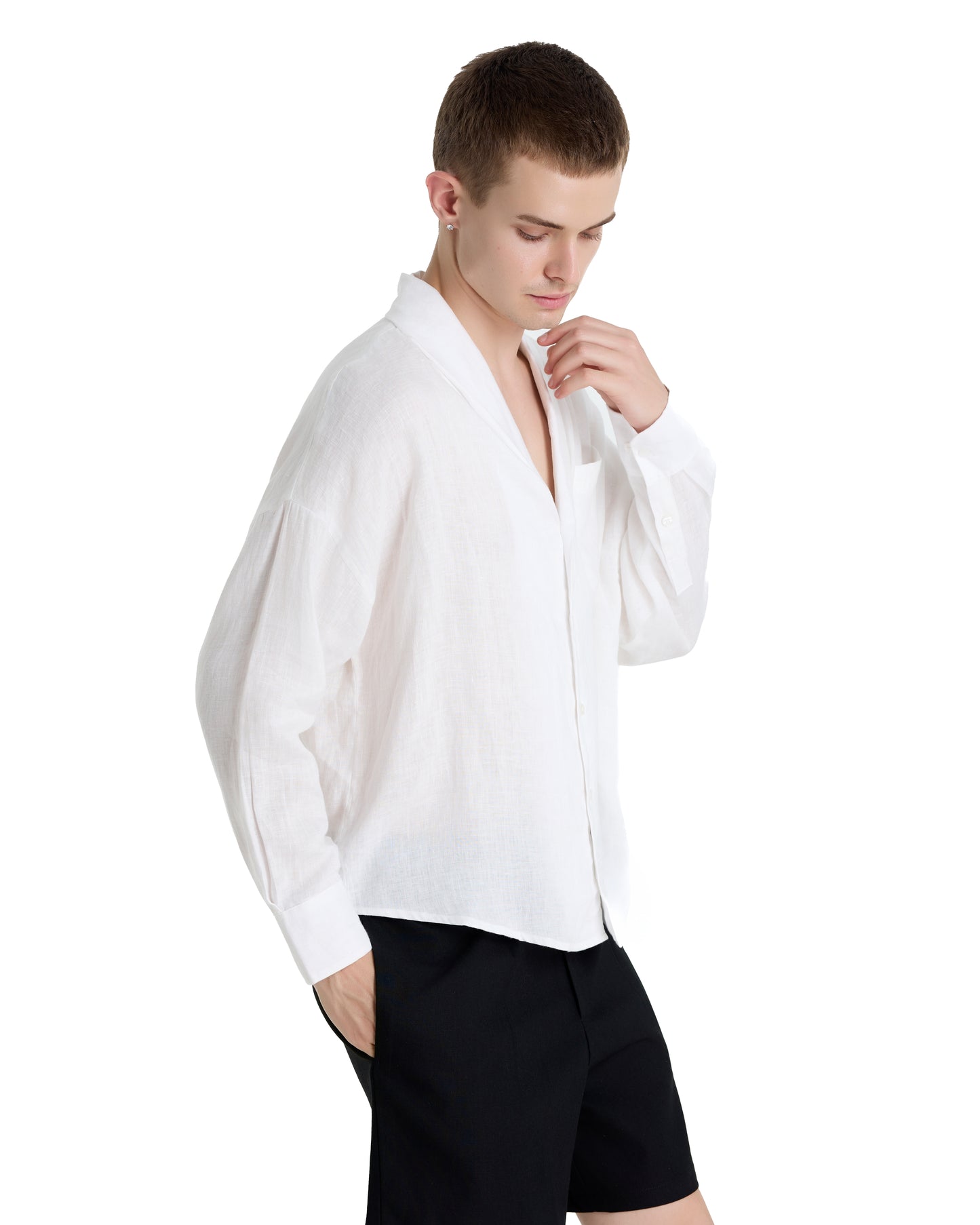 ENZO NERO WHITE LINEN SHIRT