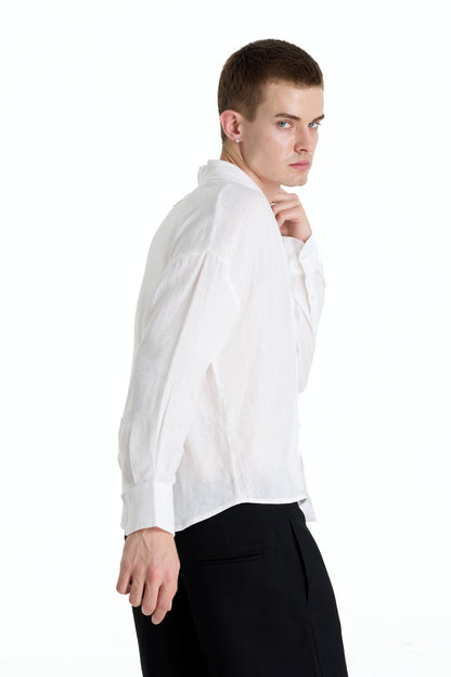 ENZO NERO WHITE LINEN SHIRT
