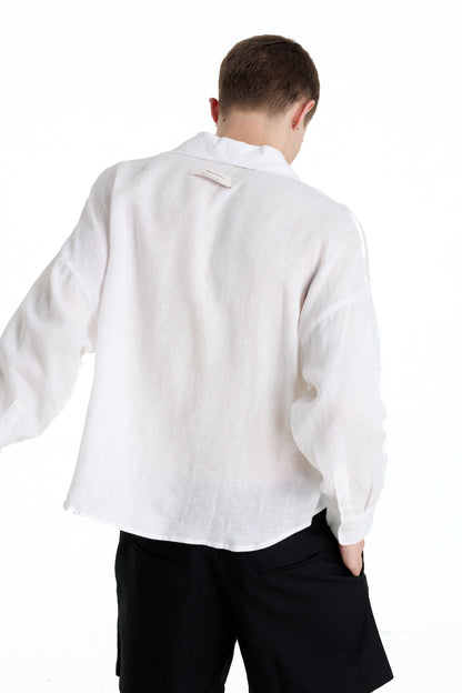 ENZO NERO WHITE LINEN SHIRT