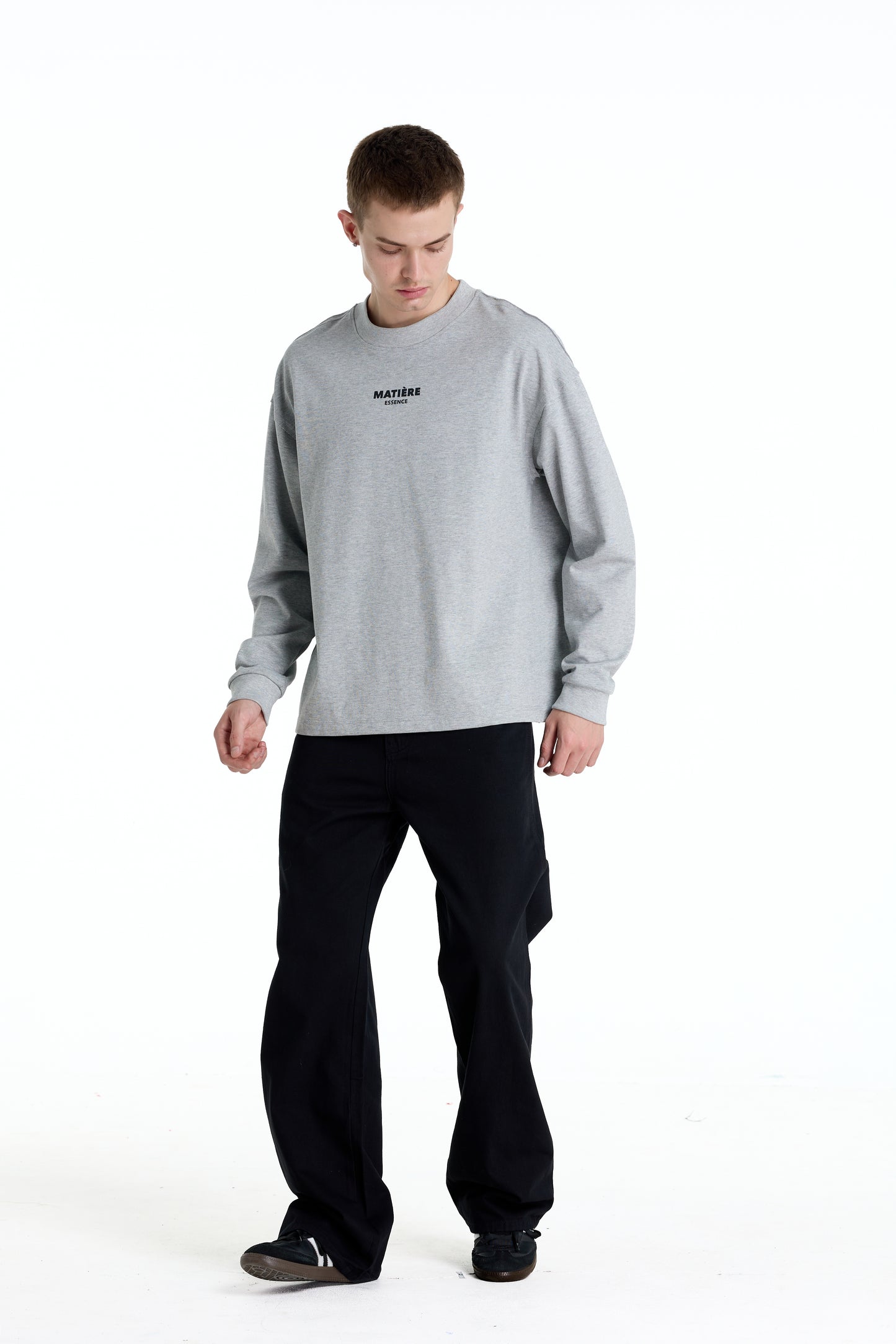 ME DISTRESSED PRINT LONGTEE GREY