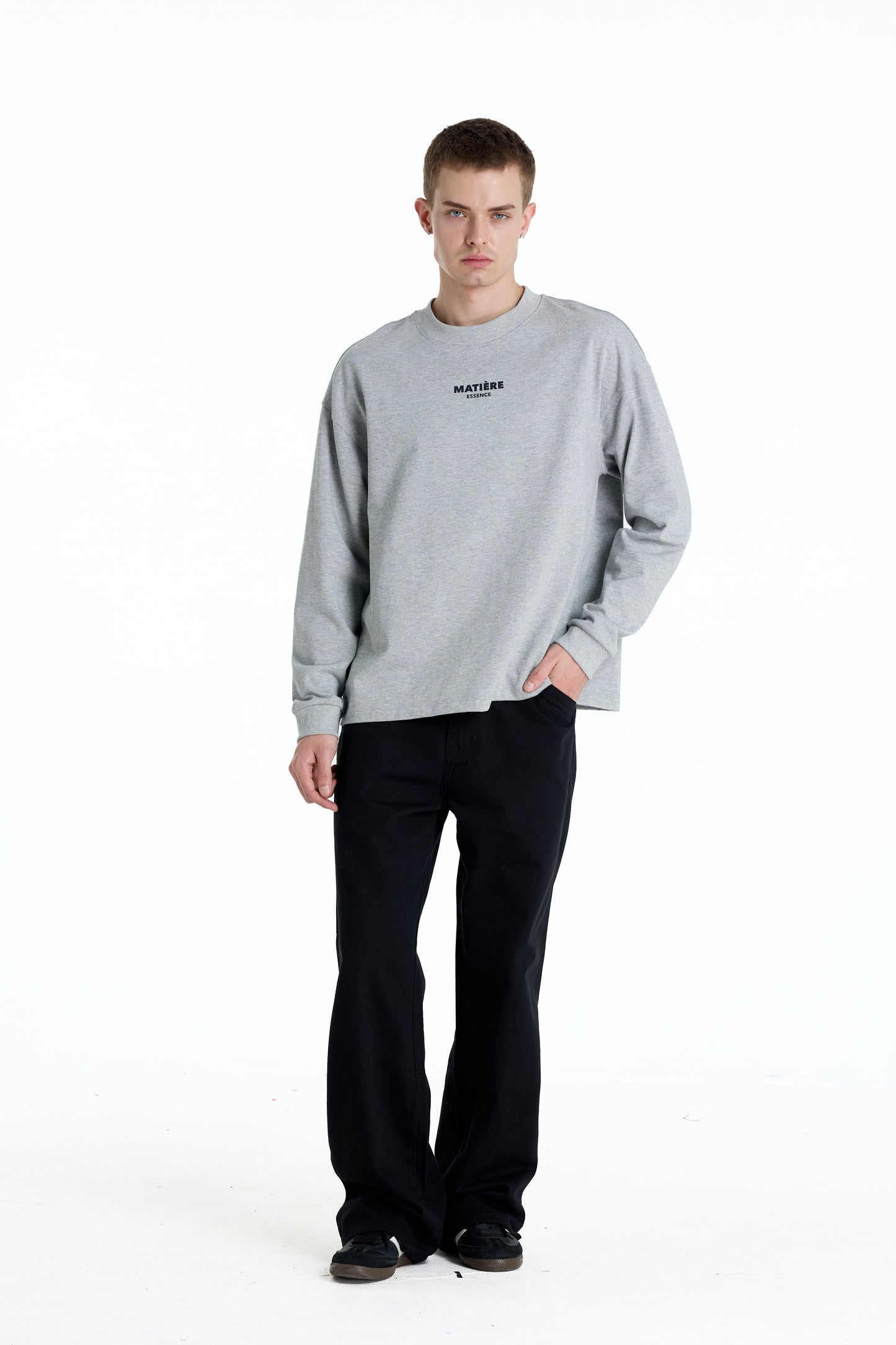 ME DISTRESSED PRINT LONGTEE GREY