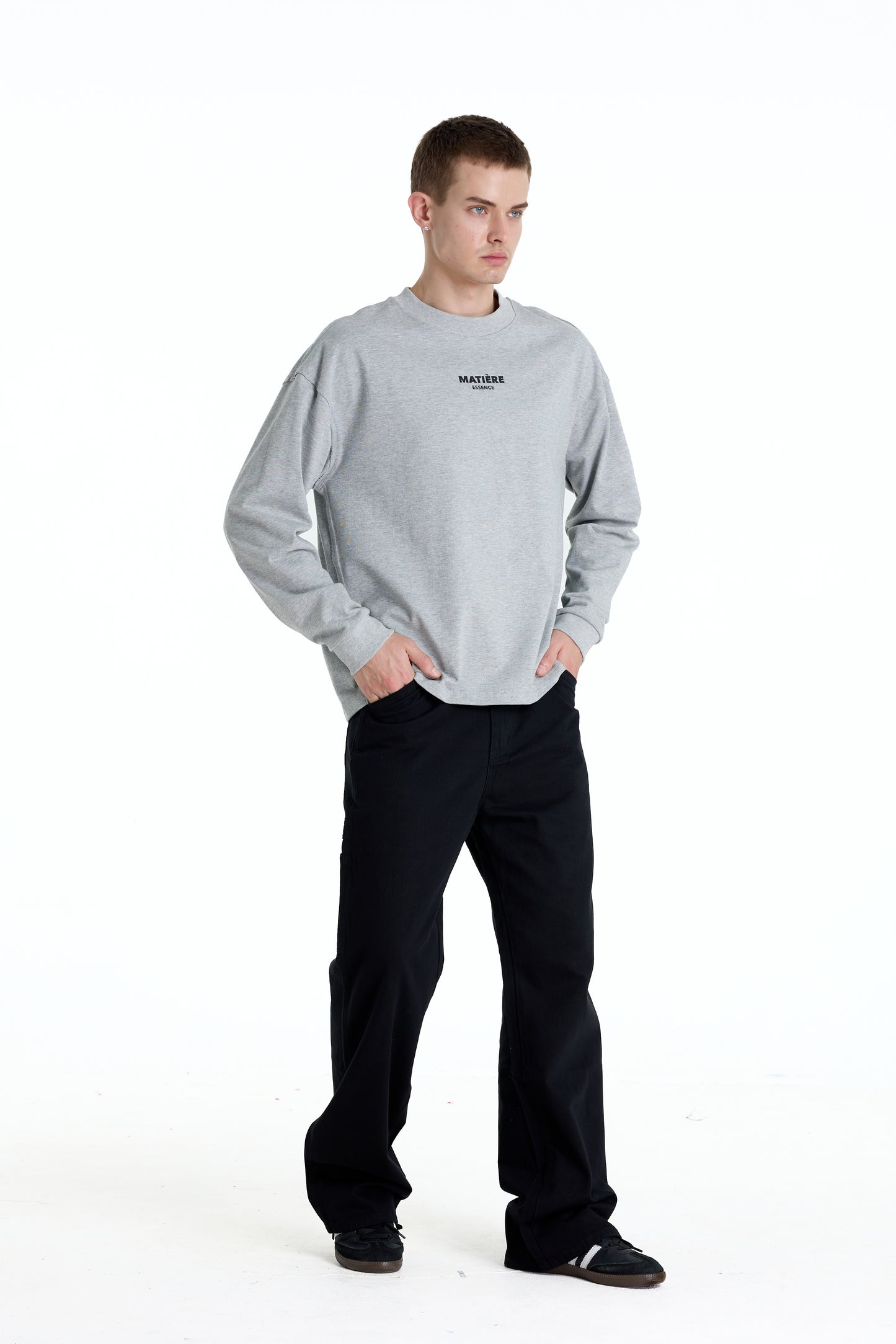 ME DISTRESSED PRINT LONGTEE GREY