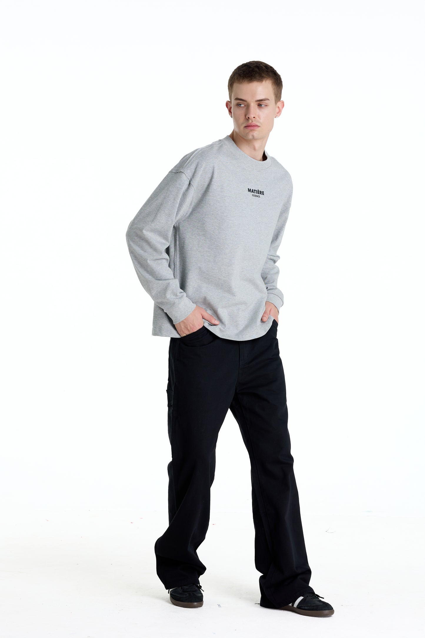 ME DISTRESSED PRINT LONGTEE GREY