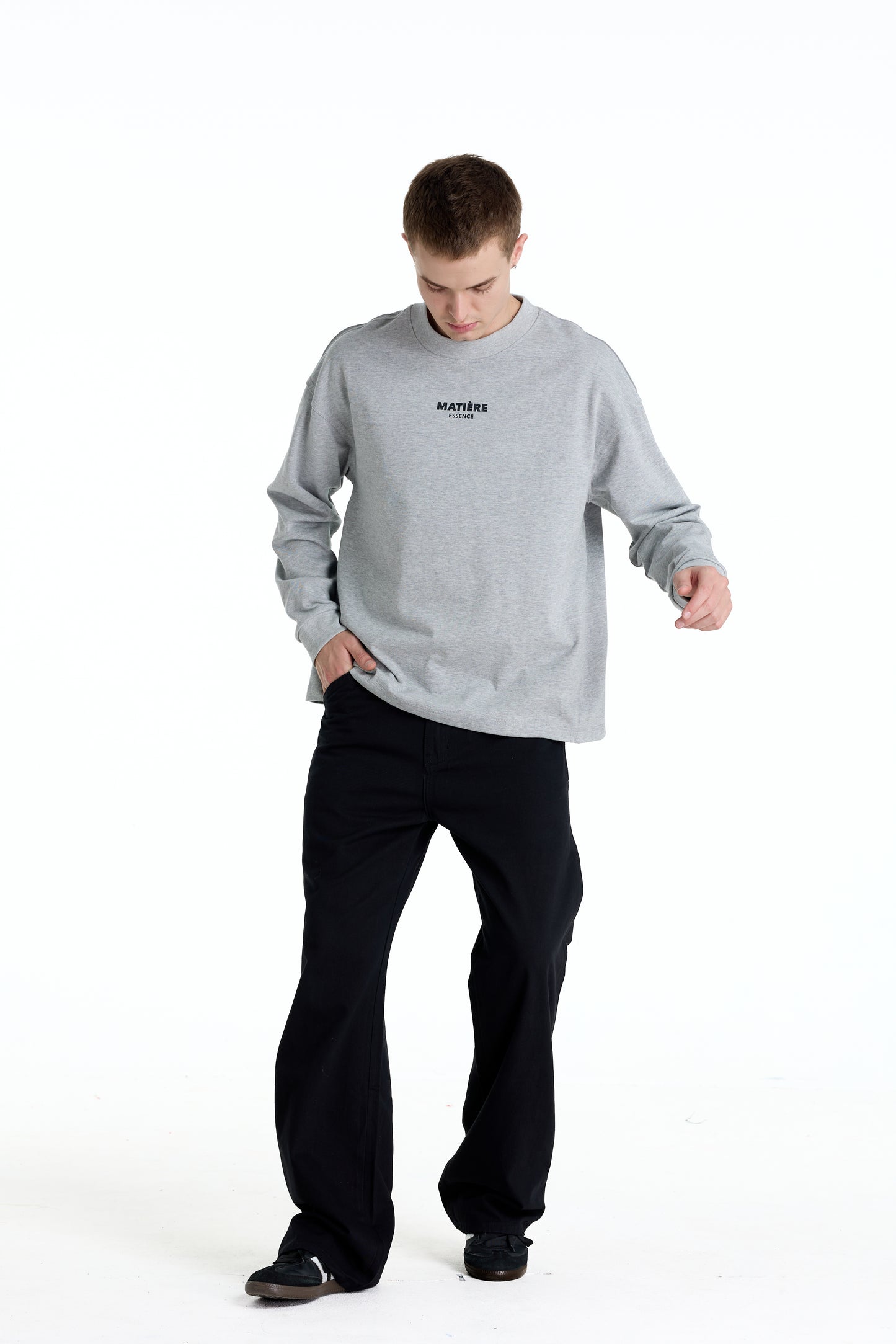 ME DISTRESSED PRINT LONGTEE GREY