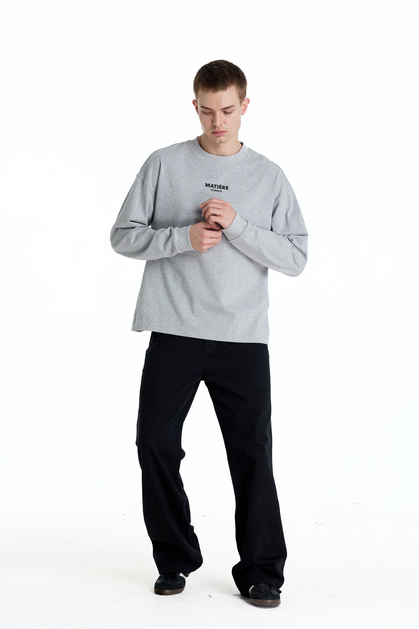 ME DISTRESSED PRINT LONGTEE GREY