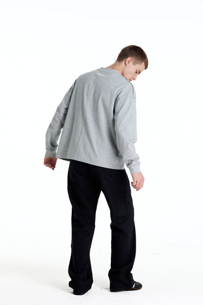 ME DISTRESSED PRINT LONGTEE GREY