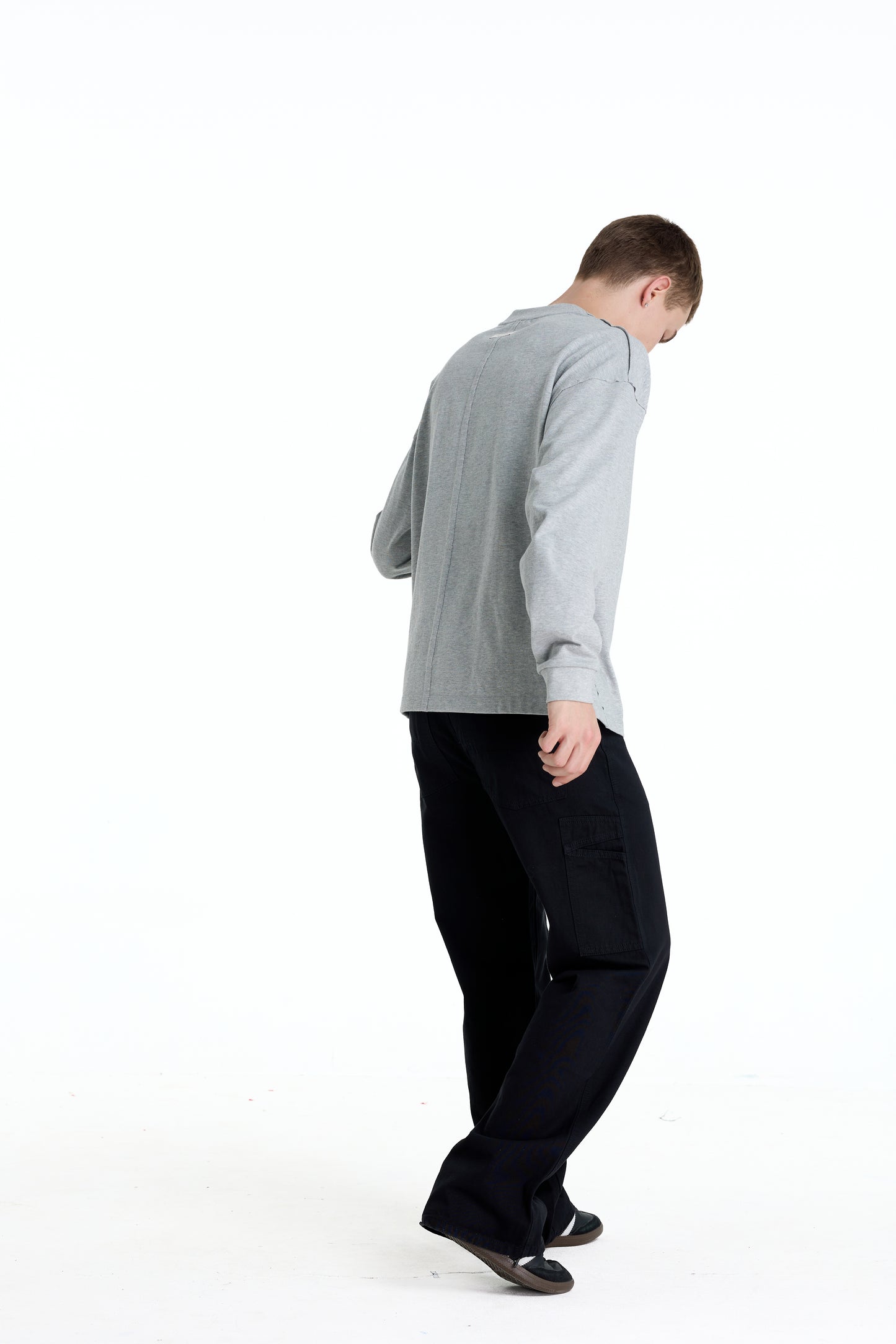 ME DISTRESSED PRINT LONGTEE GREY