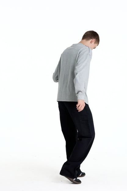 ME DISTRESSED PRINT LONGTEE GREY