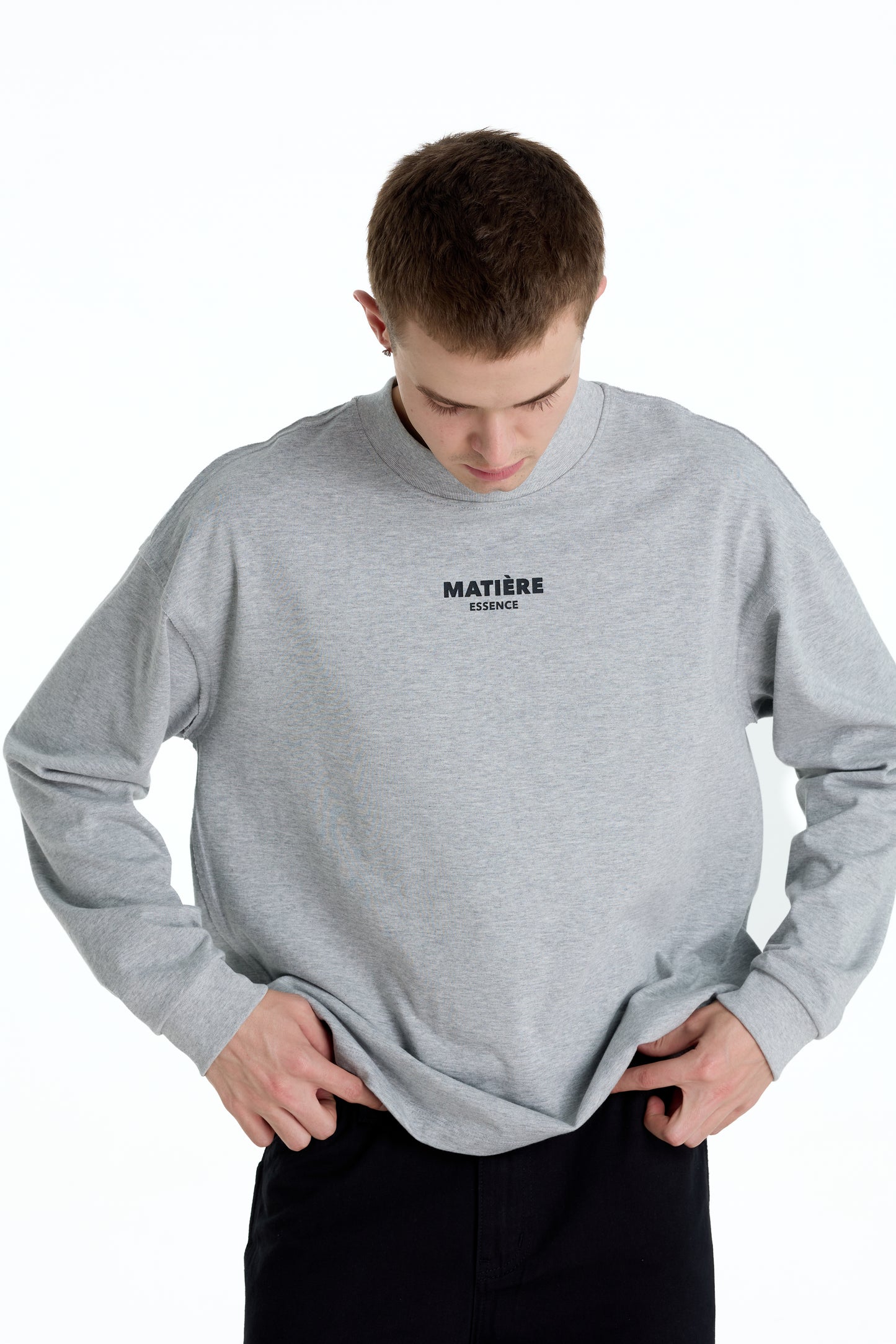 ME DISTRESSED PRINT LONGTEE GREY