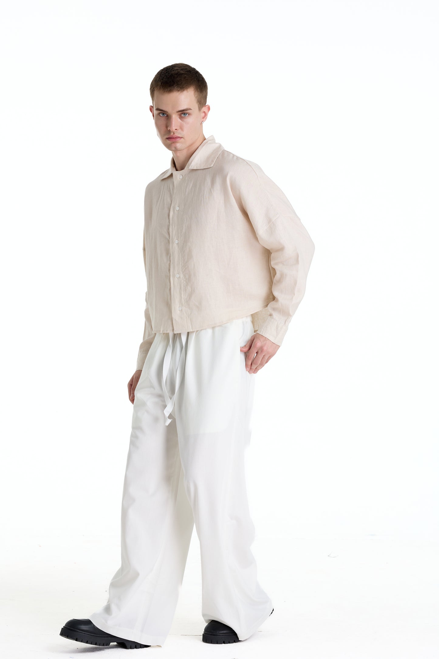 FRANCESCO LINEN TAN SHIRT