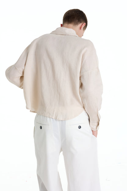 FRANCESCO LINEN TAN SHIRT