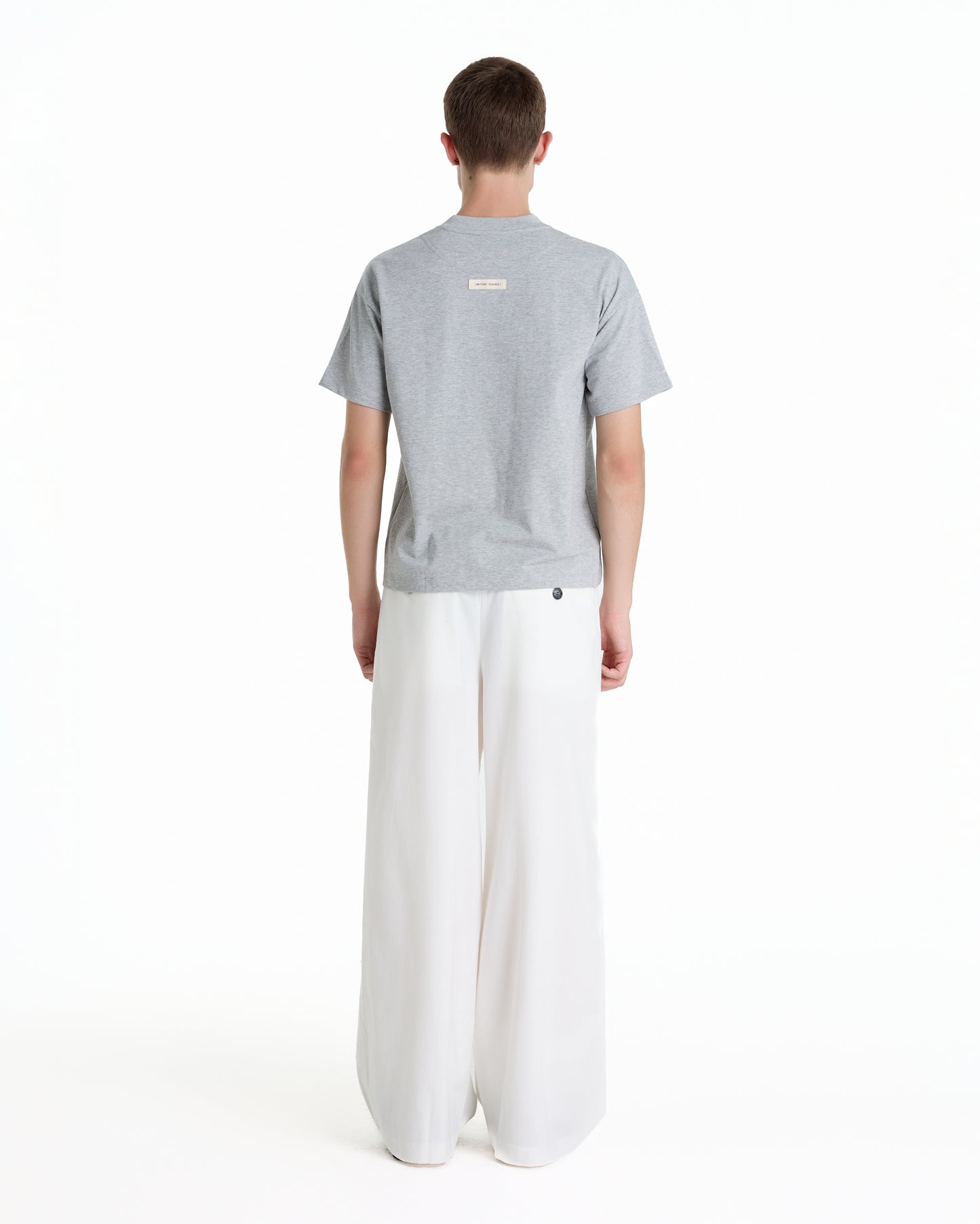 V-NECK VELVET PRINTED GREY TEE