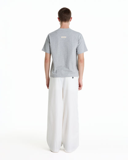 V-NECK VELVET PRINTED GREY TEE