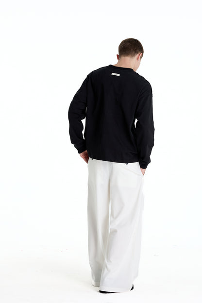 ME EMBROIDERY LONGTEE BLACK