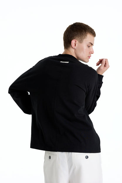 ME EMBROIDERY LONGTEE BLACK