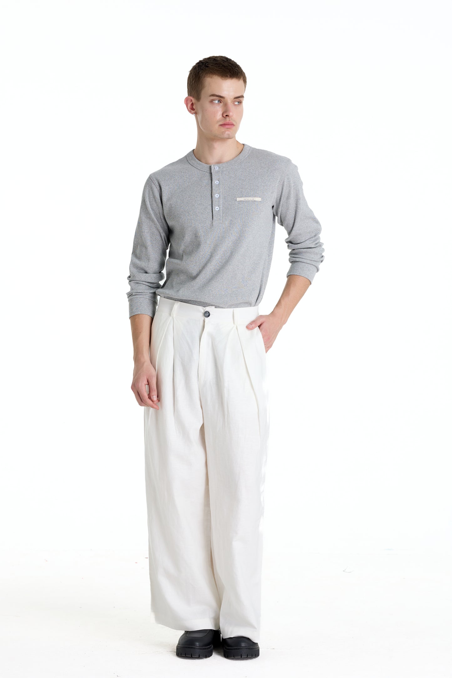 RIBBINORI NATURAL GREY LONG-SLEEVED