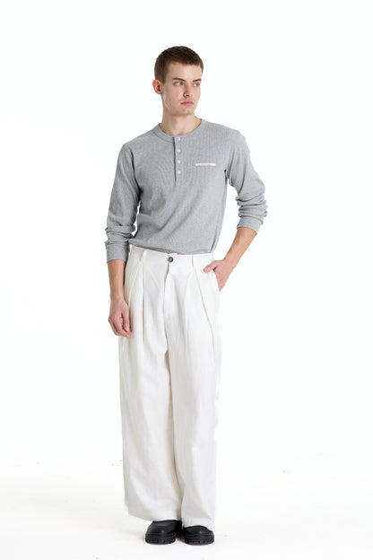 RIBBINORI NATURAL GREY LONG-SLEEVED
