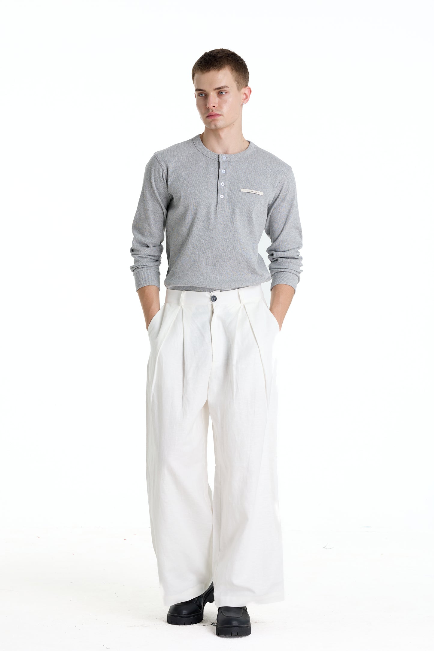 RIBBINORI NATURAL GREY LONG-SLEEVED