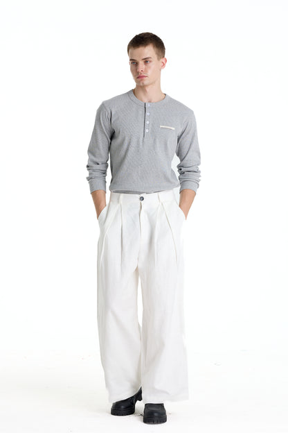 RIBBINORI NATURAL GREY LONG-SLEEVED