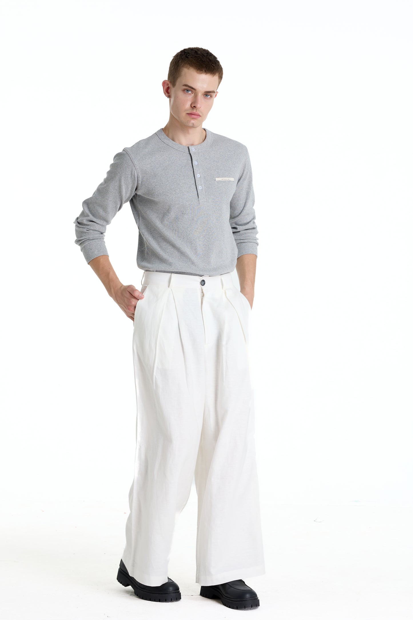 RIBBINORI NATURAL GREY LONG-SLEEVED