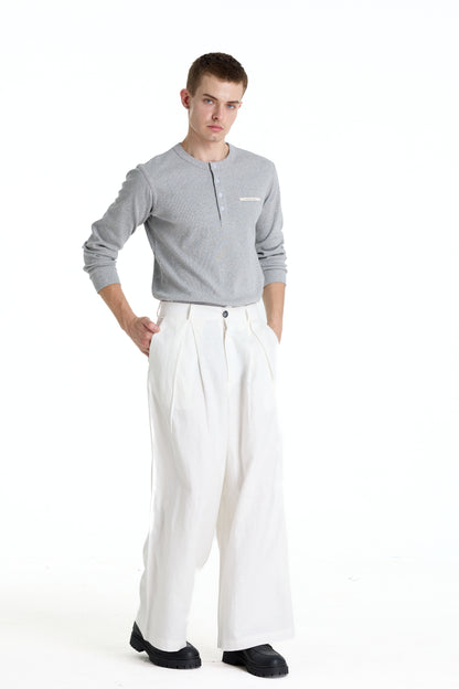 RIBBINORI NATURAL GREY LONG-SLEEVED