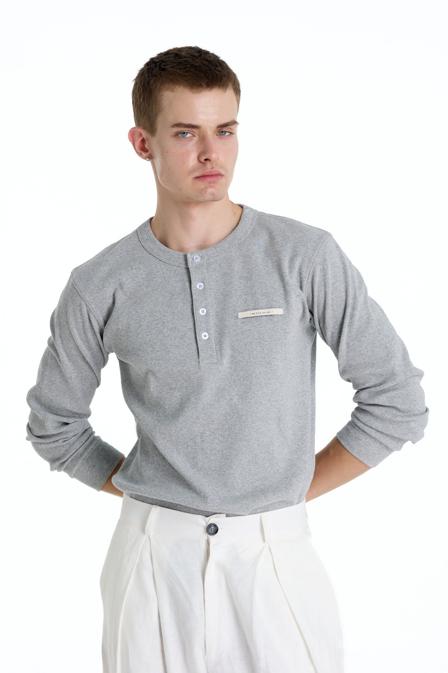 RIBBINORI NATURAL GREY LONG-SLEEVED