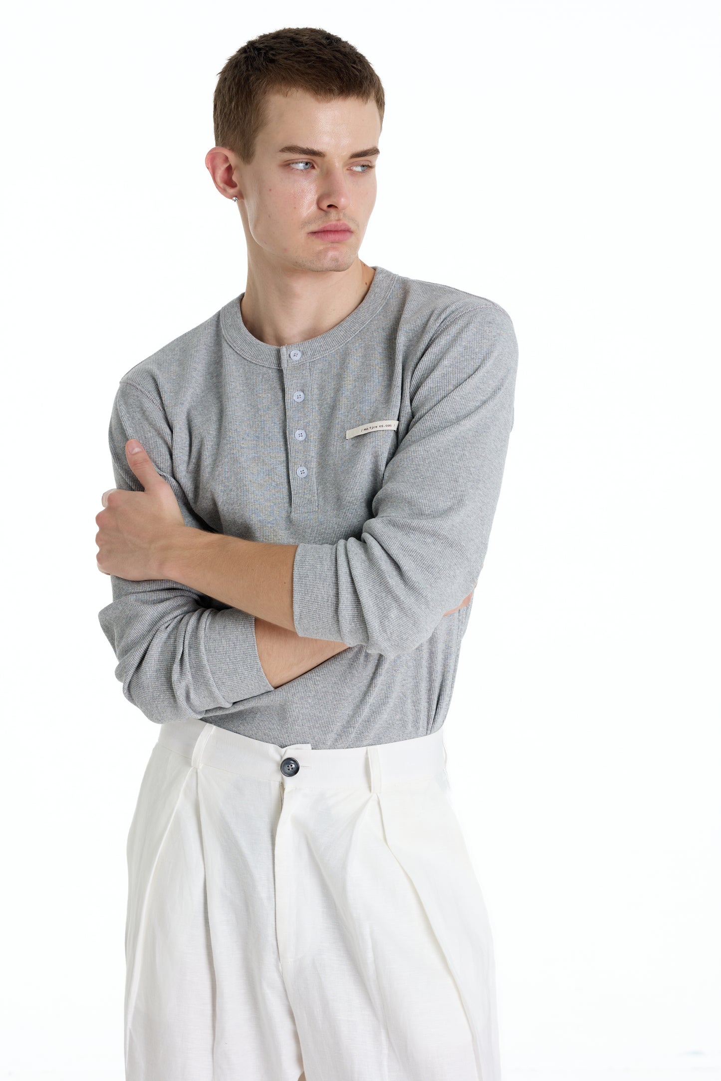 RIBBINORI NATURAL GREY LONG-SLEEVED