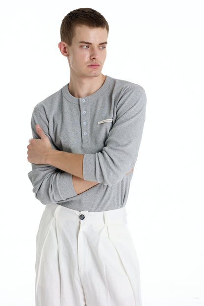 RIBBINORI NATURAL GREY LONG-SLEEVED