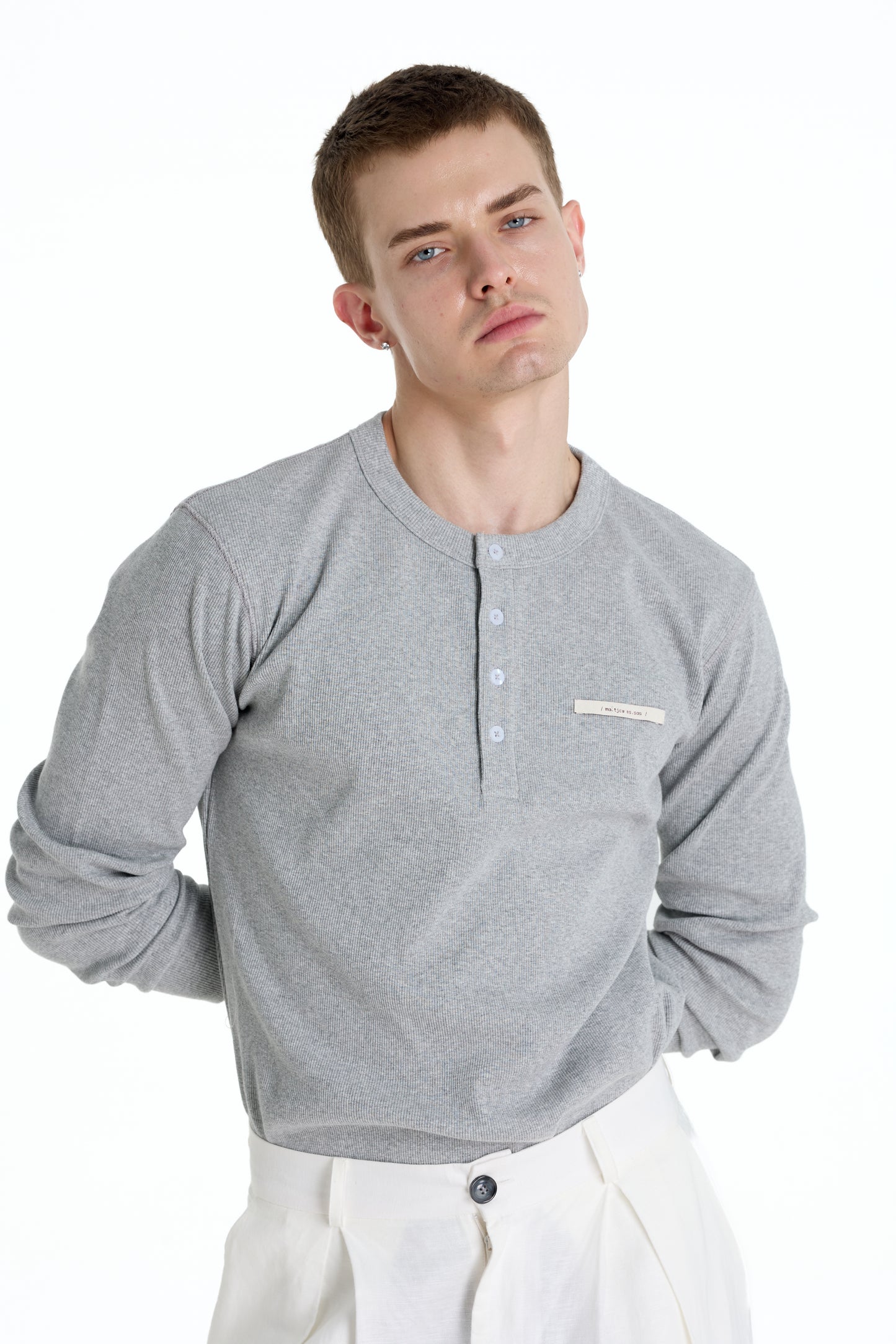 RIBBINORI NATURAL GREY LONG-SLEEVED